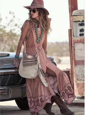 Spell Frill Sunset Road Patterned Maxi Dress